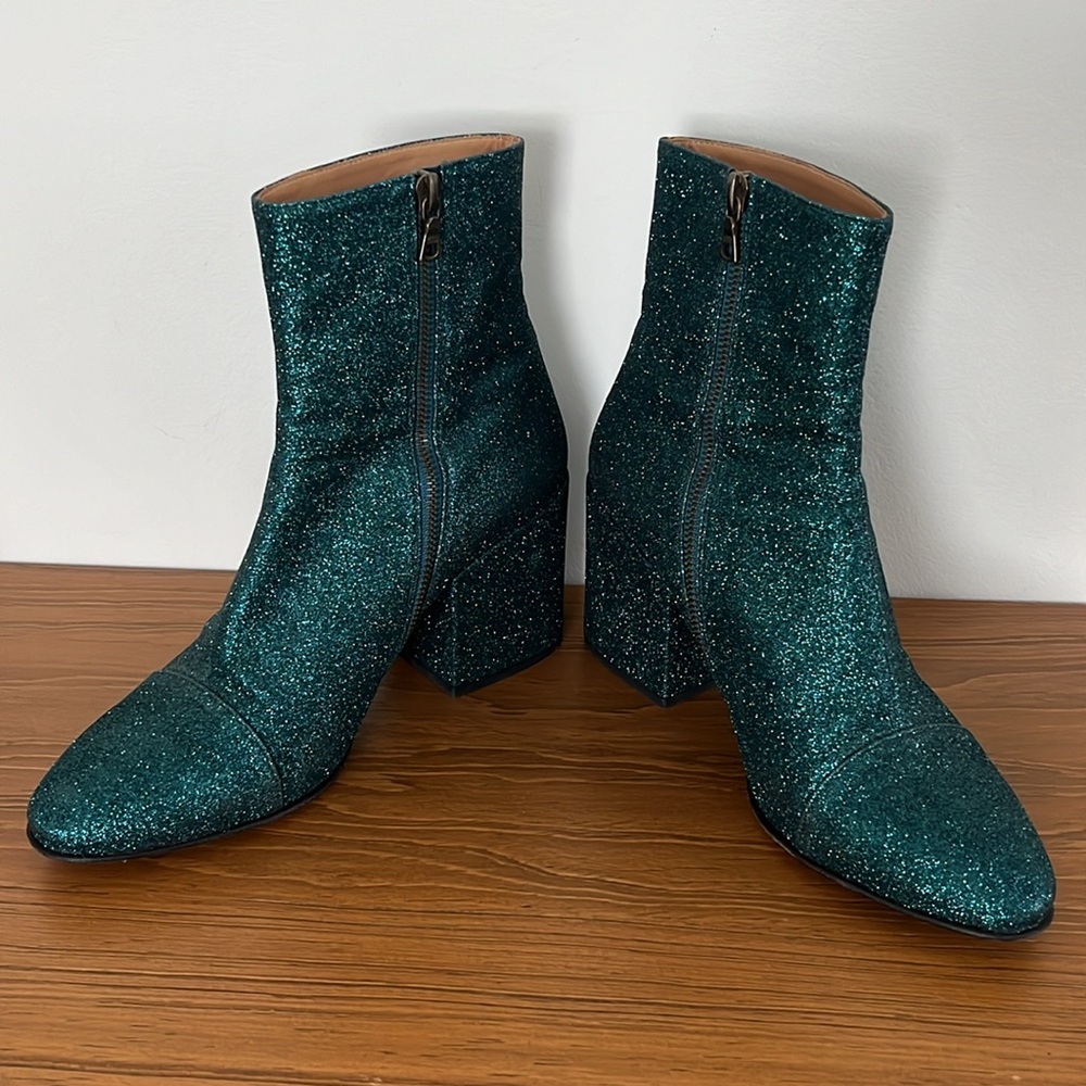Dries Van Noten Ikat Glitter Block Heel Bootie Boots - Picture 7 of 16